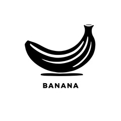 Monochromatic Banana Illustration: A stylish black and white illustration of a single banana, presented in a minimalist design with the word 