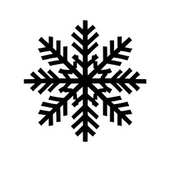 Snowflake Icon: A simple yet elegant black silhouette of a snowflake, a classic symbol of winter and the holiday season. perfect for minimalist designs, winter-themed projects, and more. 