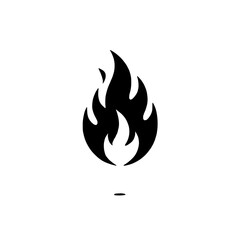Fiery Icon: A stylized black flame icon, minimalist and powerful, perfect for representing passion, energy, or danger.  The bold design is versatile and easily adaptable. 