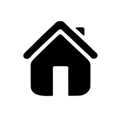 Simple Home Icon: A minimalist black and white icon depicting a generic house with a door and a chimney. This timeless and universally recognizable image evokes a sense of comfort, belonging.