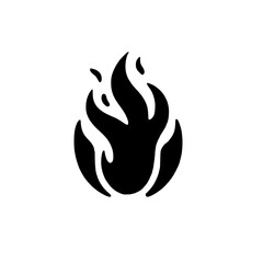 Fiery Icon: A bold and graphic black flame icon, symbolizing passion, energy, and power. Perfect for minimalist designs and branding projects.