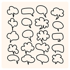 Hand-drawn Speech Bubbles with doodle style drawing