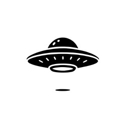 UFO Icon: A simple yet striking silhouette of a classic flying saucer, perfect for representing the mysterious and unknown in a modern, minimalist design. 