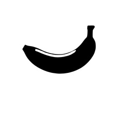 Silhouette of a Banana: A minimalist illustration of a banana, rendered in a solid black silhouette against a clean,  background.