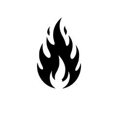 Fiery Abstract Flame: A bold, stylized black flame icon,  representing passion, energy, and intensity. Perfect for designs needing a powerful visual element. 