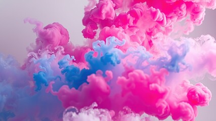 Fototapeta premium Pink & Blue Smoke Clouds - Dramatic AI Art