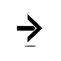 Bold Arrow Right: A simple yet striking black arrow pointing right with a subtle shadow, ideal for highlighting direction and navigation in digital designs, websites, and user interfaces.
