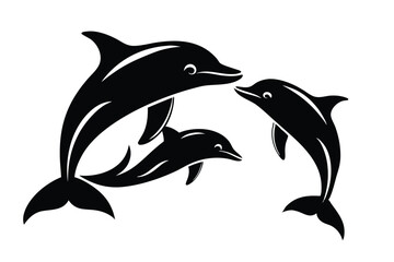Fototapeta premium Dolphin Black and White Isolated Icon