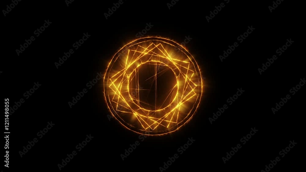 Poster fire animation forming a shield pattern with dynamic sparks and heat effects, perfect for cinematic 