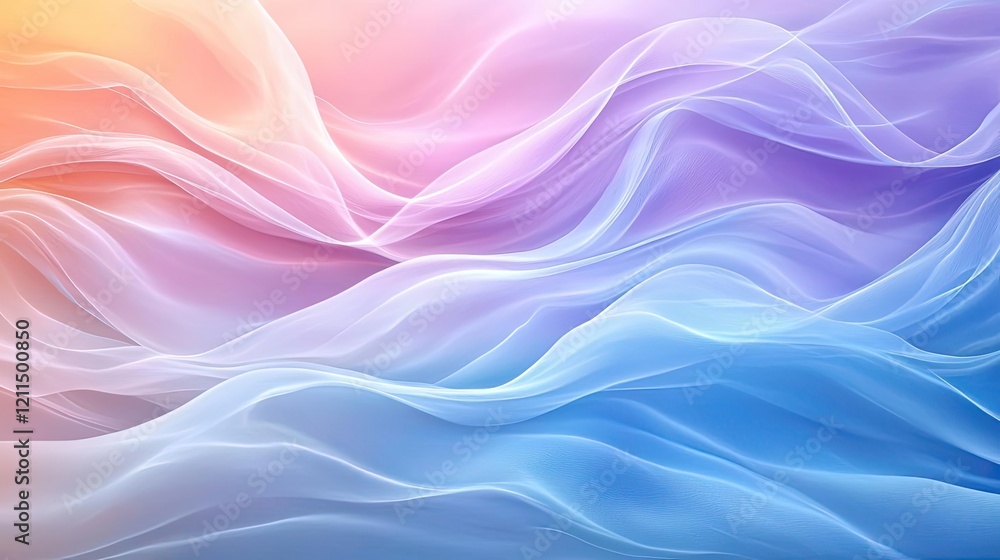Poster summer watercolor idea. colorful abstract waves create a serene and flowing atmosphere in soft hues.