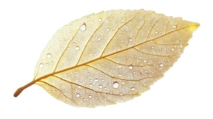 Translucent Autumn Leaf with Water Droplets