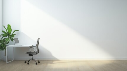 Minimalist Home Office Workspace: Sunlight and Modern Design