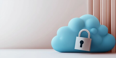 Blue Cloud With Padlock Icon