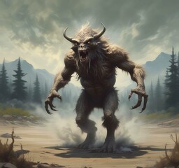 Naklejka premium Illustration of dusty spooky monster