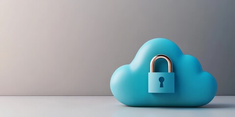 Blue Cloud With Padlock Icon