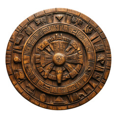 Naklejka premium Ancient Decorative Round Shield with Intricate Symbols Design