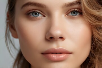 Fototapeta premium Beautiful woman female skin care healthy hair and skin close up face beauty portrait.