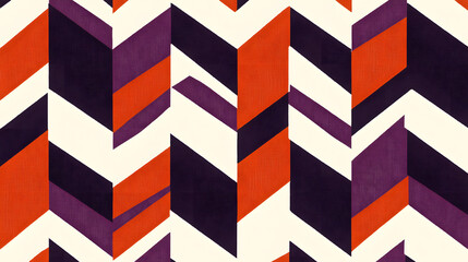 Obraz premium A flag with bold chevron stripes in bright colors of orange, purple, and white, creating a modern and dynamic look on a clear background 
