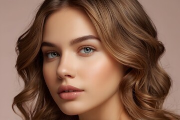 Fototapeta premium Beautiful woman female skin care healthy hair and skin close up face beauty portrait.