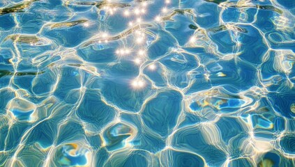 Sparkling blue water surface with sunlight reflections.
