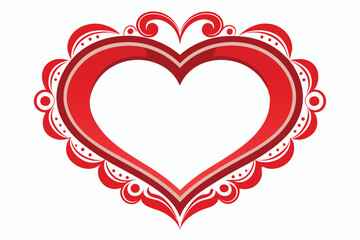 A vibrant red heart frame with decorative edges, perfect for adding personalized messages or designs heart frame in red with white copy-space