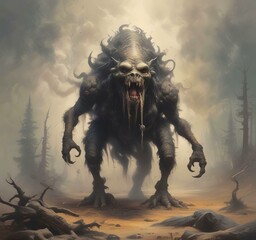 Fototapeta premium Illustration of dusty spooky monster