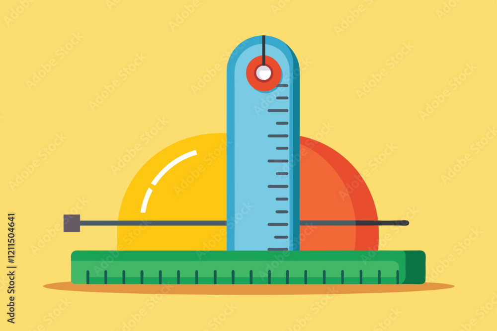 Poster a customizable height meter showcases measurement tools on a colorful flat background height meter c