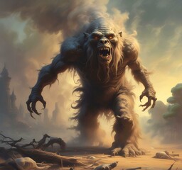 Illustration of dusty spooky monster