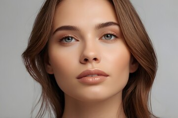 Naklejka premium Beautiful woman female skin care healthy hair and skin close up face beauty portrait.