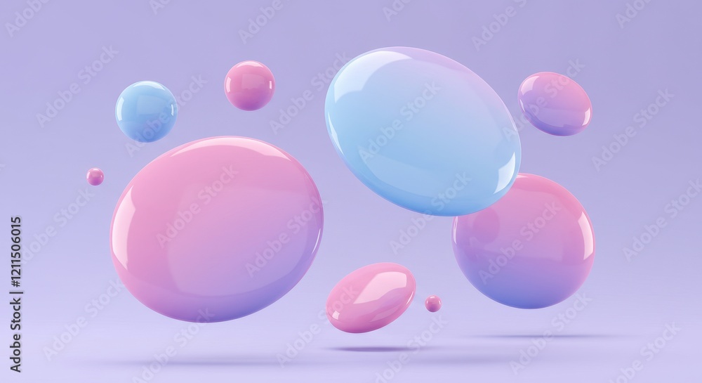 Aufkleber 3d abstract digital art composition of floating translucent discs with a glossy finish