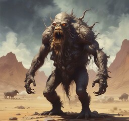 Illustration of dusty spooky monster