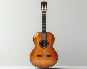 Obraz premium Classic wooden acoustic guitar on white background.
