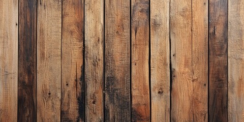 Naklejka premium Rustic wooden texture backdrop featuring vertical planks in varying shades of brown and tan with natural grain patterns and weathered appearance.