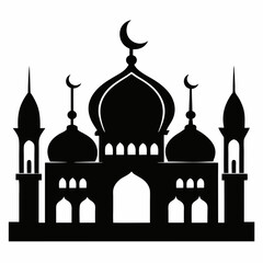 Majestic Mosque Silhouette on White