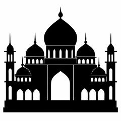 Majestic Mosque Silhouette on White