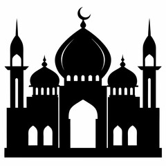 Majestic Mosque Silhouette on White