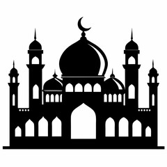 Majestic Mosque Silhouette on White