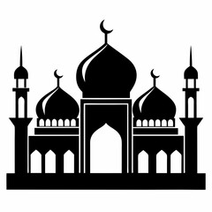 Majestic Mosque Silhouette on White