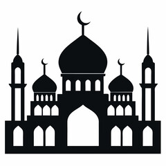 Majestic Mosque Silhouette on White