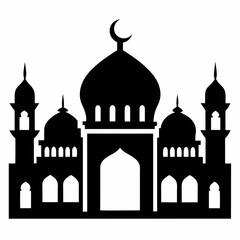 Majestic Mosque Silhouette on White