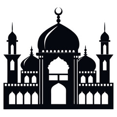 Majestic Mosque Silhouette on White