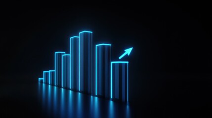 Neon Blue Ascending Bar Graph: Visualizing Growth and Progress