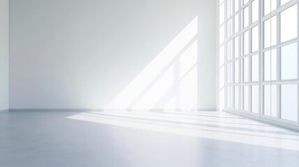 Obraz premium Sunlit Modern Room Interior Design: Minimalist White Space with Large Window