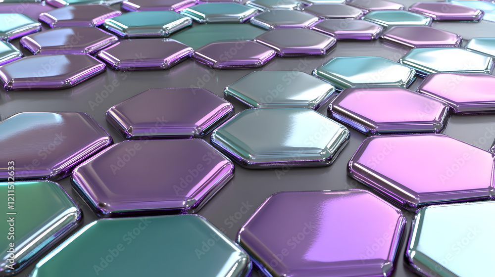 Aufkleber a hexagonal flag showcasing soft gradients of lavender, mint green, and silver, blending seamlessly 