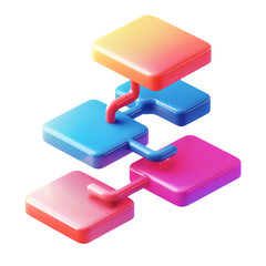 Colorful 3D Flowchart Design on Transparent Background for Concept Use