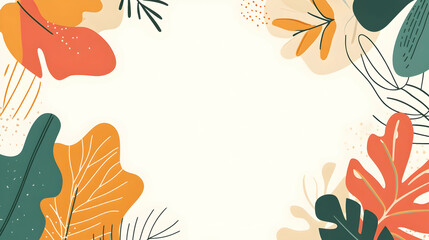 Fototapeta premium Autumn leaves frame, white background, nature design, website banner