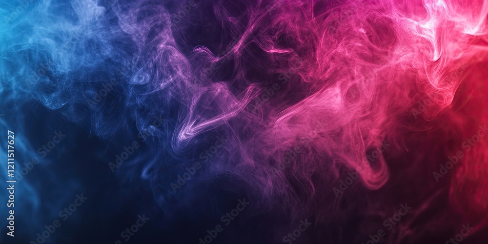 Poster colorful abstract smoke swirling in shades of blue and pink against a dark backdrop with a smooth fl
