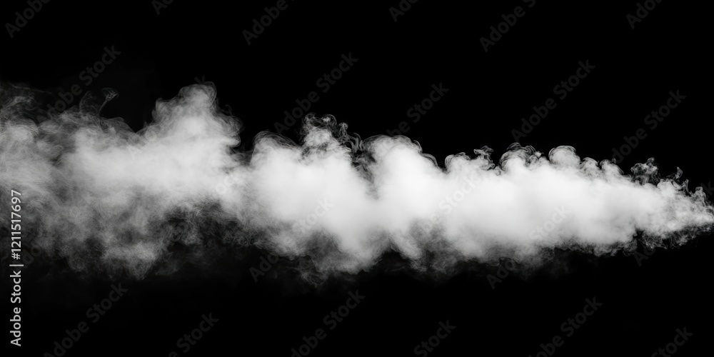 Poster white fog billowing on a solid black background creating a smoky overlay effect with soft edges and 