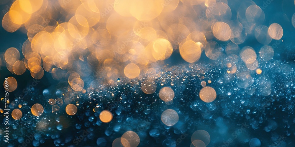 Aufkleber bokeh abstract background with warm golden and cool blue circular lights softly blended creating a s