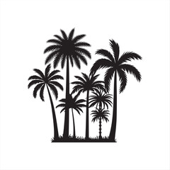 Fototapeta premium Tropical Silhouette Palm Trees isolated Vector Design on White Background